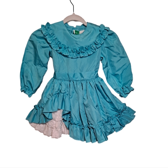 Vintage Elise Circle Dress Blue  Made in USA Polyester Cotton Pageant Sz 5 - Picture 1 of 8